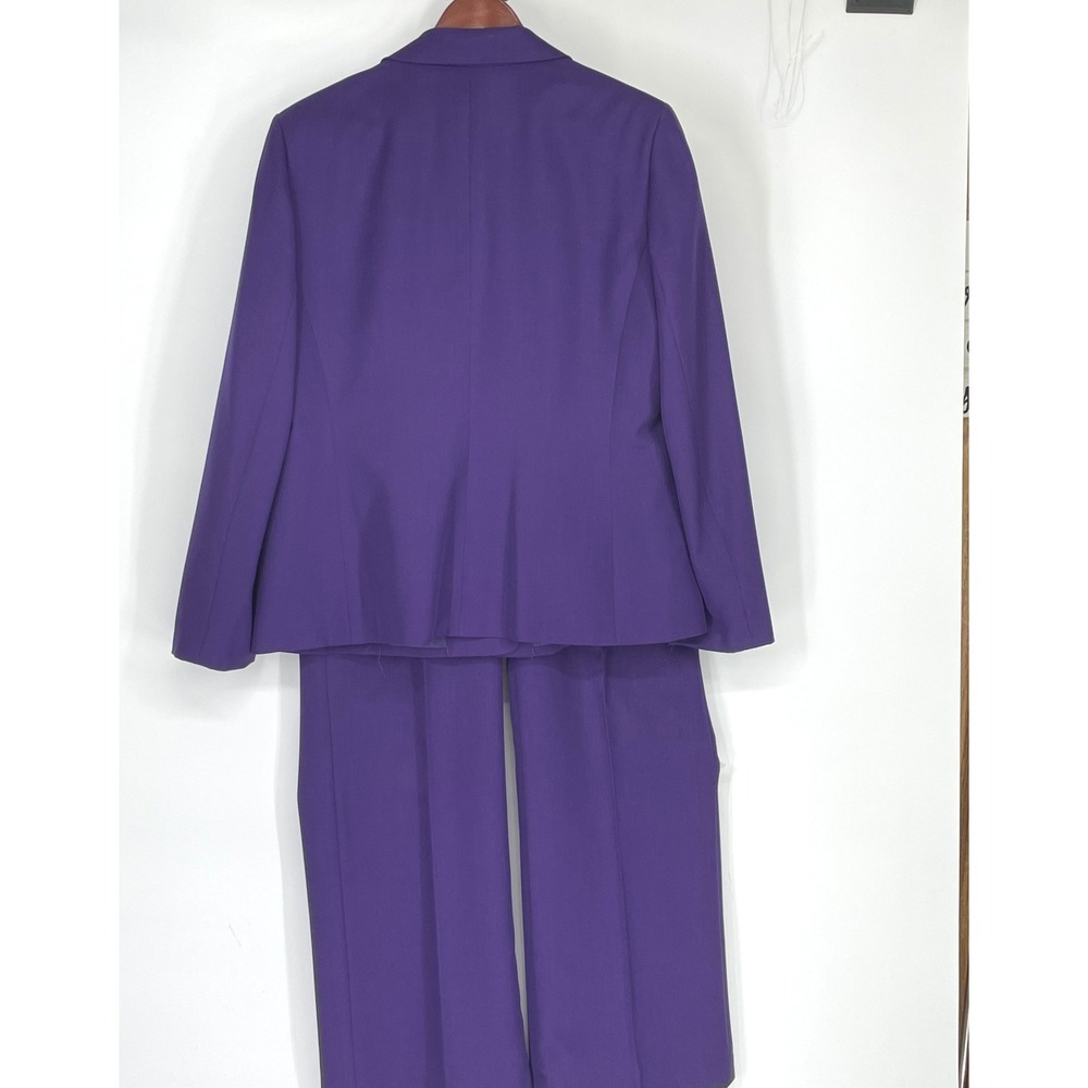 Kasper Womens Suit 16 Pant Set Purple 3 Button Blazer Straight Leg 2pc - Picture 3 of 14